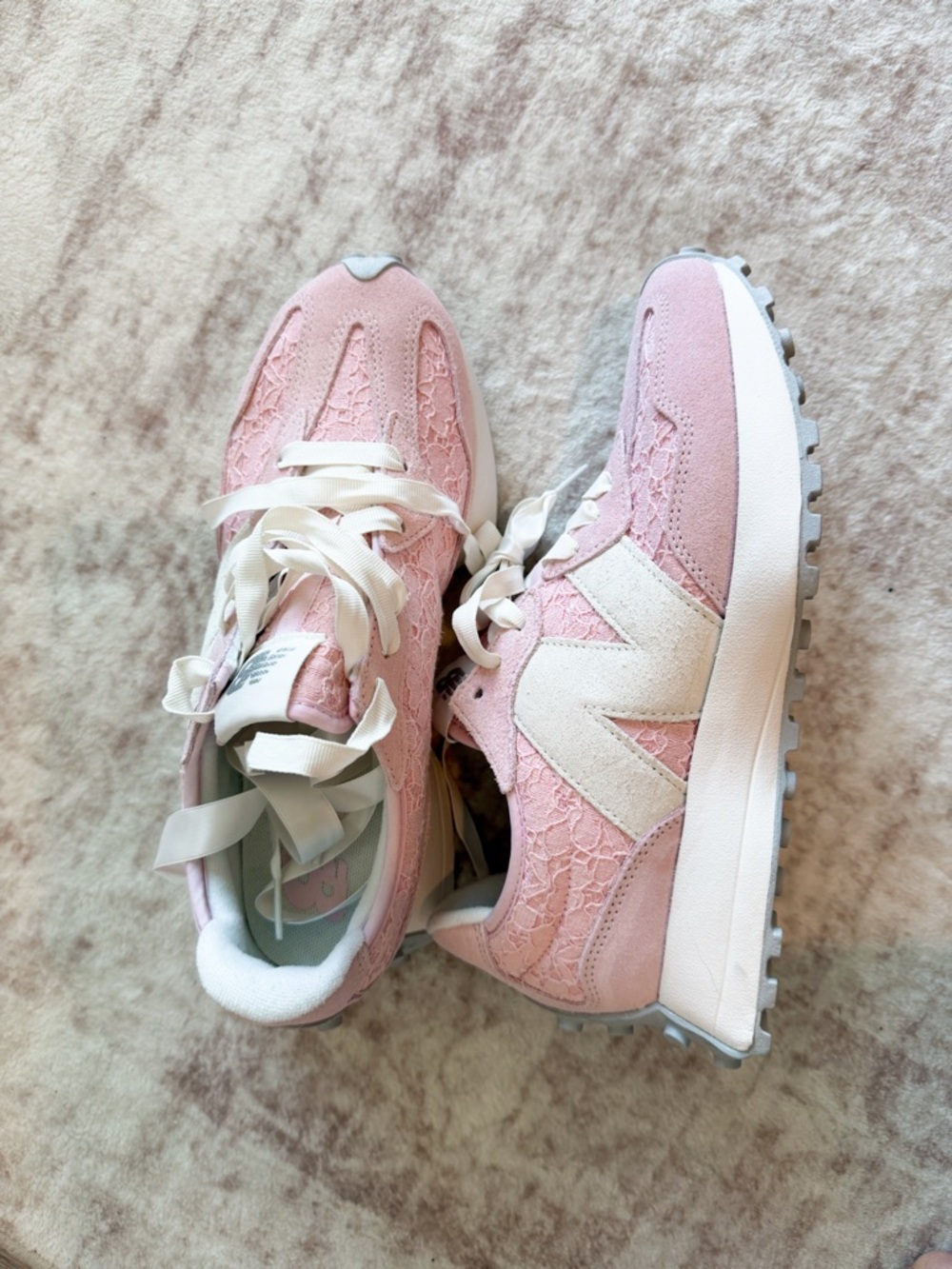 SOLD New Balance 327 Sneakers in Rose Sugar Pink Lace